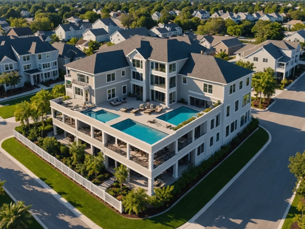 venue/architecture

Vista aérea de una lujosa propiedad con piscinas en la azotea. Arquitectura moderna para Inverti Real Estate, conferencia Inmobiliare Summits Mexico.