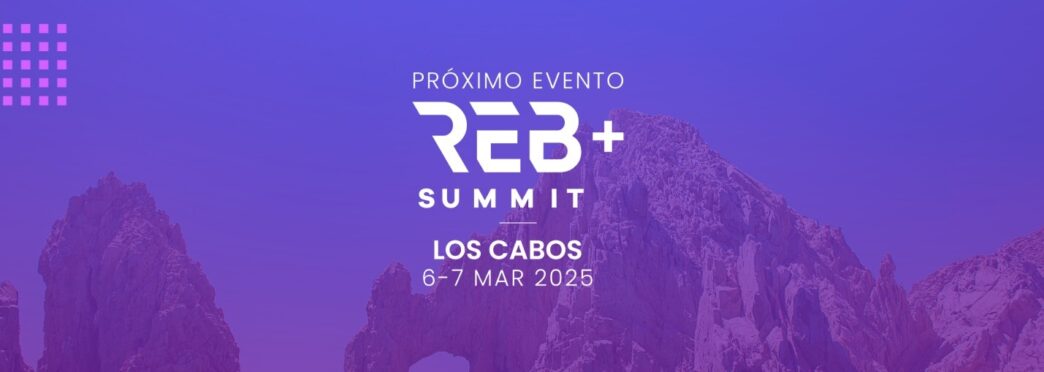 Gráfica promocional para el REBS Los Cabos Summit, evento exclusivo del sector inmobiliario premium que se llevará a cabo en Los Cabos los días 6 y 7 de marzo de 2025. El diseño destaca imponentes formaciones rocosas en tonos púrpura, transmitiendo sofisticación y exclusividad; los detalles clave del encuentro se presentan de manera centralizada en elegante tipografía blanca. Una cita imprescindible para inversores y compradores que buscan las mejores oportunidades del mercado de alta gama.
