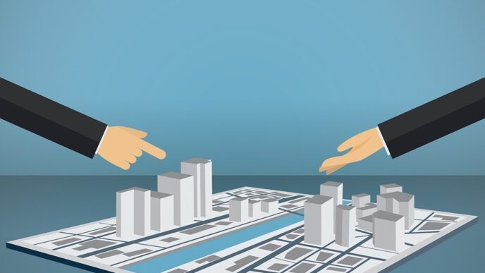 Dos manos en gesto de presentación se posan sobre una maqueta urbana compuesta por elegantes edificios blancos y distintivos cuerpos de agua azul, evocando una visión moderna y sofisticada del desarrollo urbano. Esta escena transmite un enfoque estratégico en la planificación inmobiliaria de alto nivel, ideal para quienes buscan invertir en proyectos emblemáticos capaces de redefinir el horizonte al estilo globalmente reconocido de desarrollos premium. El fondo azul resalta el carácter vanguardista y el potencial transformador del proyecto, orientado a compradores e inversores que valoran la exclusividad, innovación arquitectónica y oportunidades seguras para capitalizar su inversión.