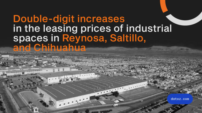 Vista aérea de parques industriales en Reynosa, Saltillo y Chihuahua, reflejando el auge del sector industrial en 2023. Datoz, análisis de datos
