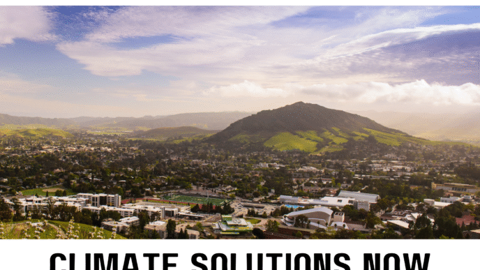 venue/architecture
Vista aérea de la ciudad para la conferencia virtual Climate Solutions Now de Cal Poly, 2026. Soluciones climáticas.