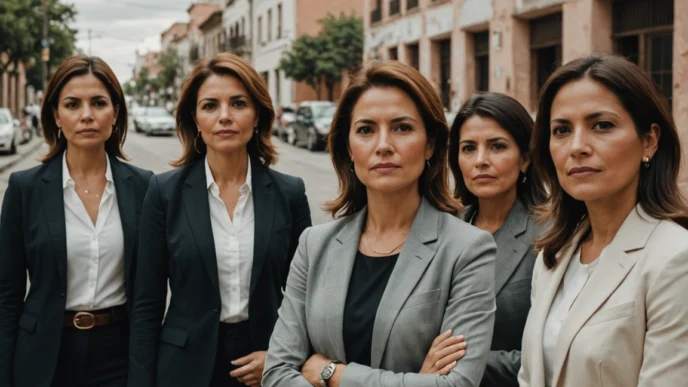 Grupo de mujeres líderes en Inmobiliare Summits, destacando su influencia en real estate en México. Conferencia transformadora en LATAM. Año actual.