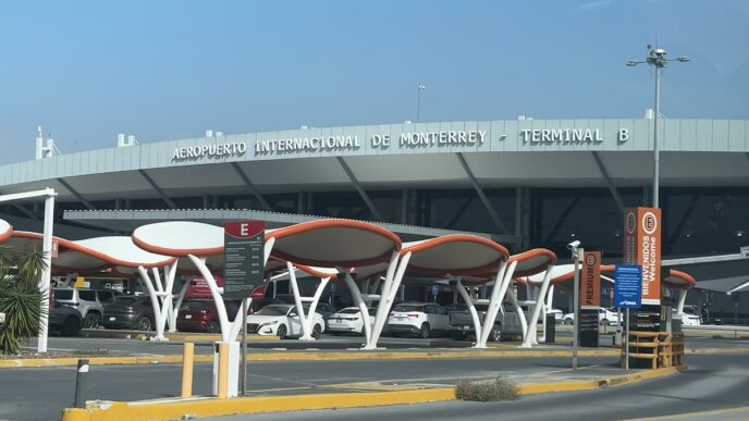 Venue/architecture.

Vista del Aeropuerto Internacional de Monterrey, Terminal B. Información sobre opciones aeroportuarias en CDMX. Inmobiliare Summits, México.