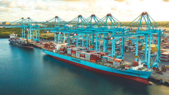 APM Terminals en Lázaro Cárdenas, México. Vista aérea de la terminal portuaria. Expansión de la terminal, clave para el real estate LATAM.