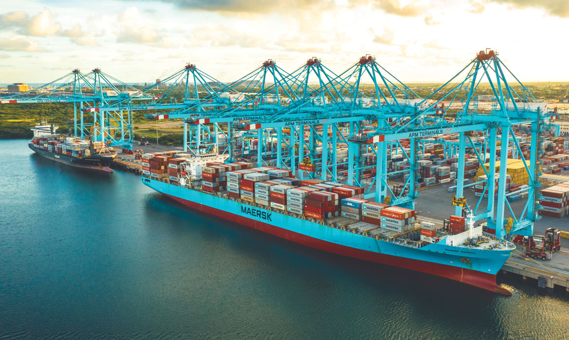 APM Terminals en Lázaro Cárdenas, México. Vista aérea de la terminal portuaria. Expansión de la terminal, clave para el real estate LATAM.