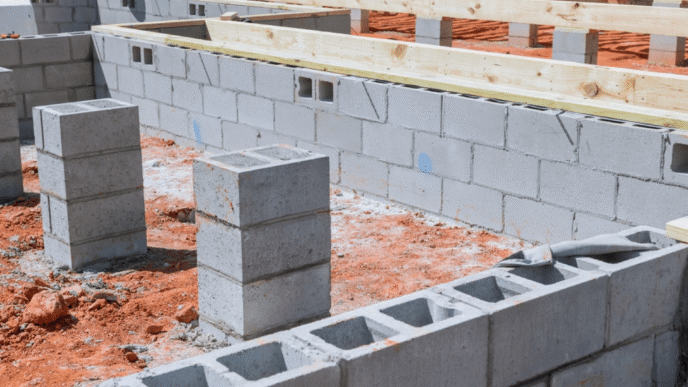 Venue/architecture.

Cimientos de bloques de hormigón en construcción. Diseño de inmueble moderno y sustentable en Silicon Valley. Inmobiliare Summits.