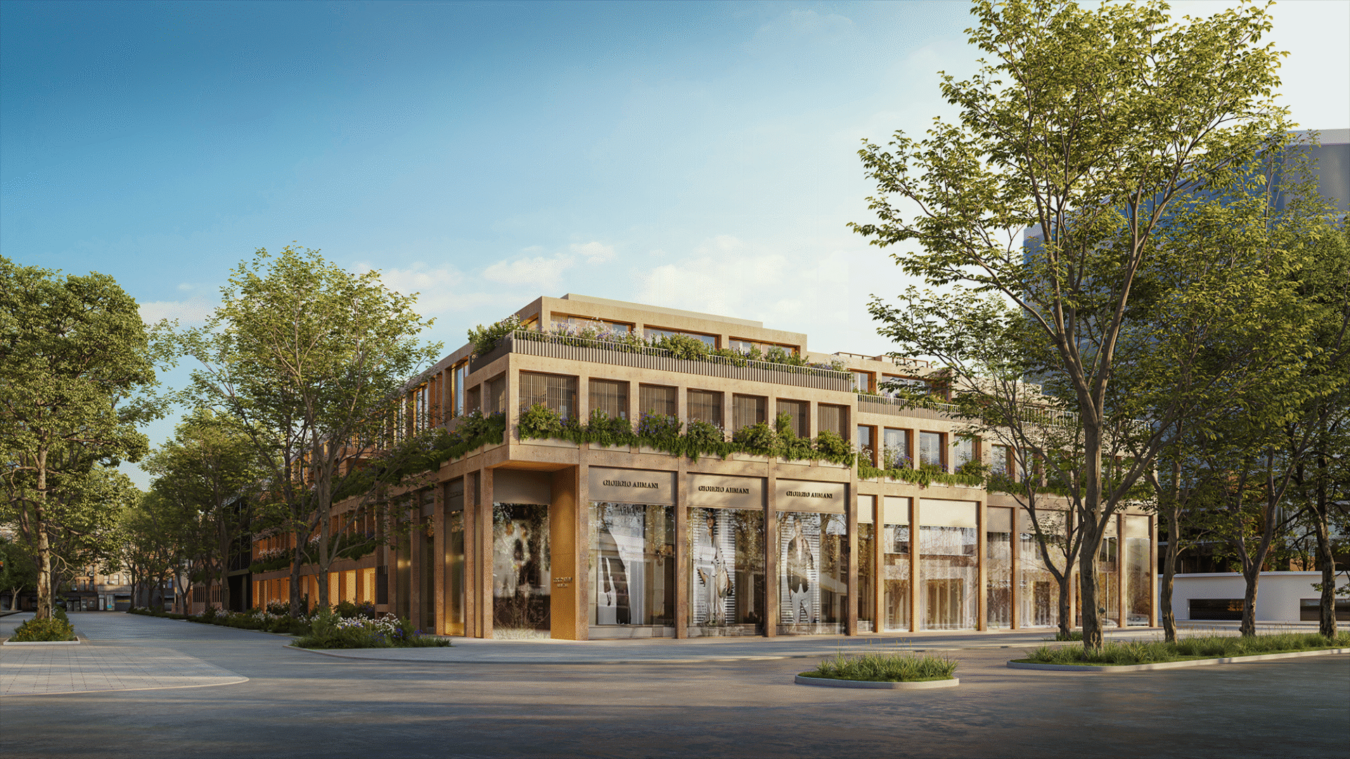 venue/architecture
Diseño arquitectónico moderno en ciudad de México, posible sede de Inmobiliare Summits. Espacios comerciales y vegetación urbana.