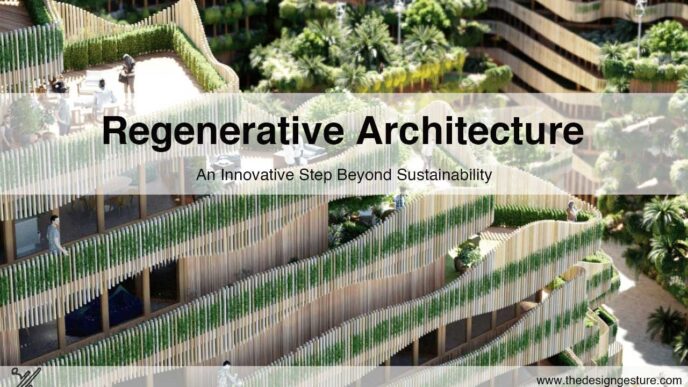Edificio de arquitectura regenerativa con terrazas verdes, diseño innovador y sustentable. Un paso más allá en construcción ecológica y sostenible.