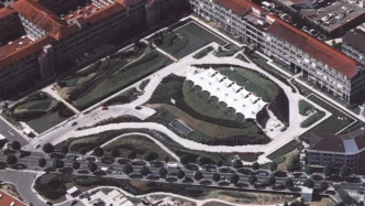 Vista aérea del Museo Banxico, un destacado venue en México. Diseño arquitectónico único, ideal para Inmobiliare Summits y eventos de real estate.