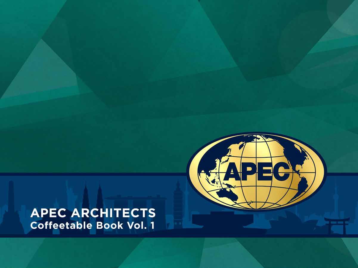 Sponsors/branding.

Portada del libro APEC Architects Coffeetable Book Vol. 1. Diseño gráfico con logo APEC. Inmobiliare Summits destaca sponsors en evento.