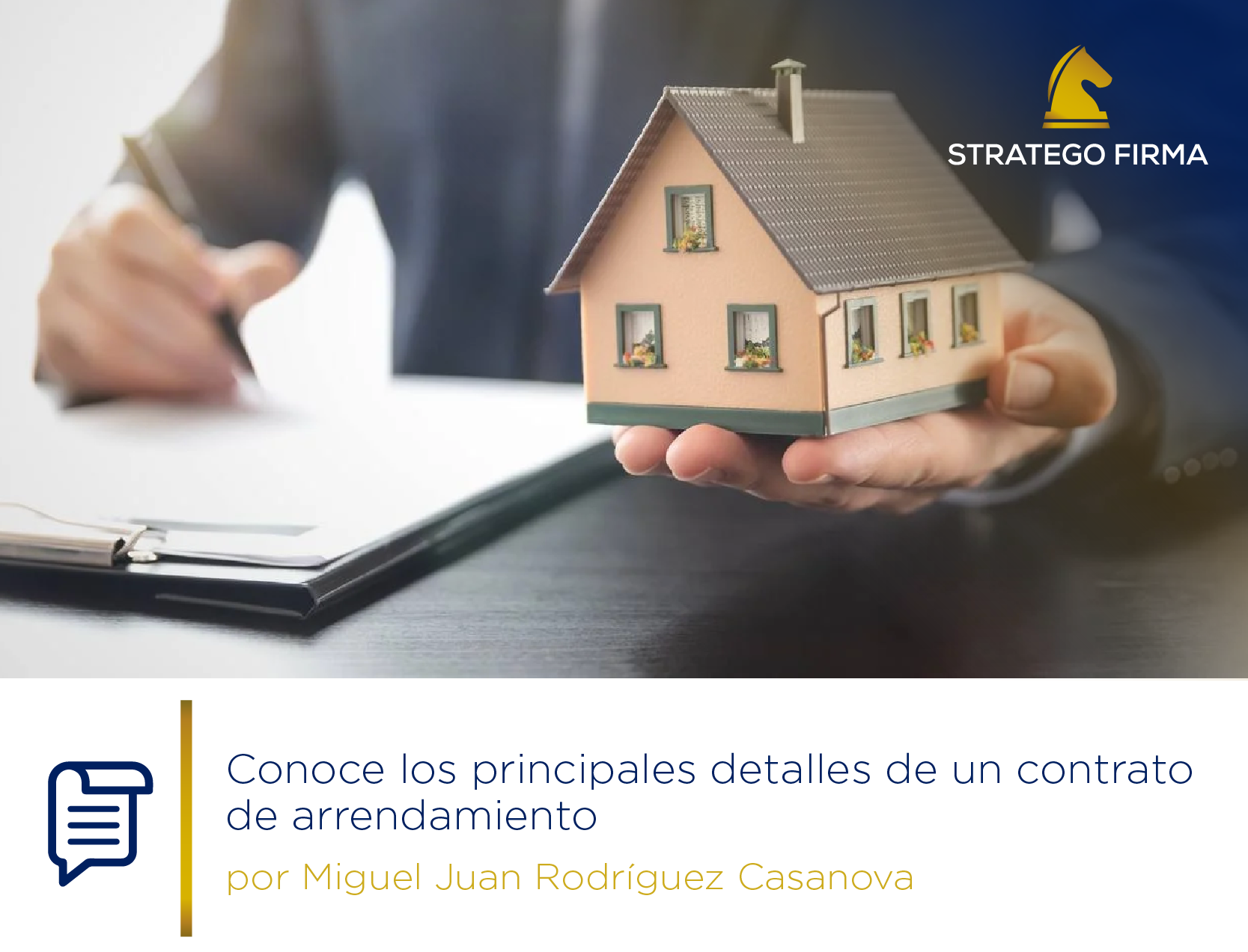 Sponsors/Branding.

Contrato de arrendamiento: persona firma documento con casa en mano. Stratego Firma, firma experta en real estate en México.