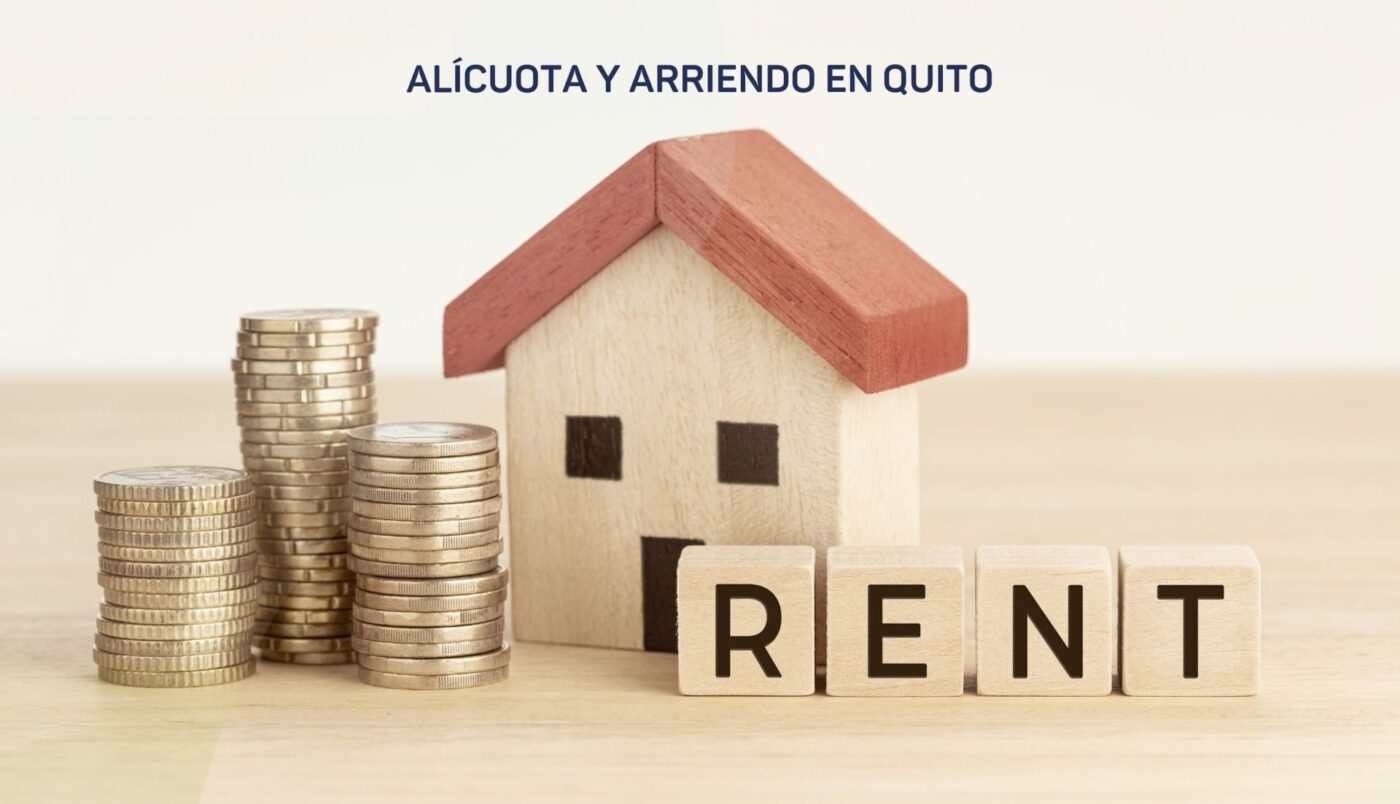 Concepto de vivienda en arriendo en Bogotá. Diseño con casa de madera, monedas y cubos deletreando RENT. Inmobiliare Summits.