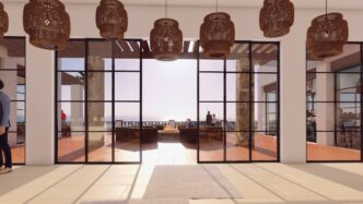 Venue/architecture.

Diseño arquitectónico del venue para Inmobiliare Summits, evento de real estate en México. Vista al mar desde el salón de la conferencia.