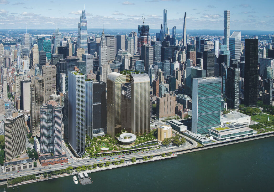 Venue/architecture.

Diseño arquitectónico de rascacielos en Nueva York, EE. UU. Visualización del proyecto inmobiliario de Bjarke Ingels Group. Inmobiliare Summits.