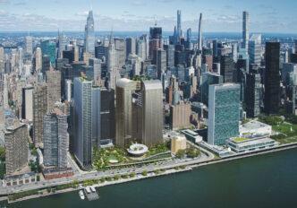 Venue/architecture.

Diseño arquitectónico de rascacielos en Nueva York, EE. UU. Visualización del proyecto inmobiliario de Bjarke Ingels Group. Inmobiliare Summits.