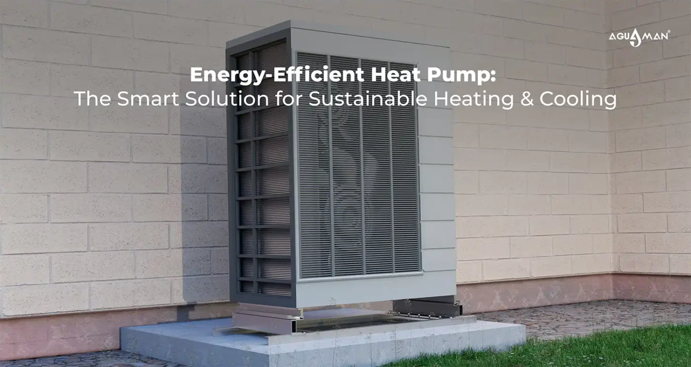 Bomba de calor inteligente en exterior. Solución de eficiencia energética y sostenibilidad para climatización. Tecnología innovadora y ecológica.