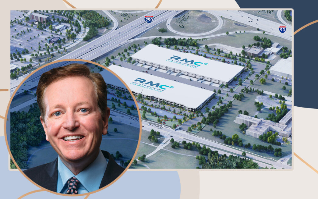 Imagen promocional de Brennan Investment Group en Illinois, mostrando un complejo industrial moderno y la foto de un ejecutivo sonriente. Inversión estratégica.