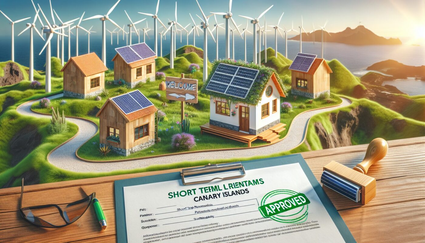 Viviendas turísticas Canarias con paneles solares y molinos. Regulación inmobiliaria para evitar problemas. Propiedades aprobadas para alquiler vacacional.
