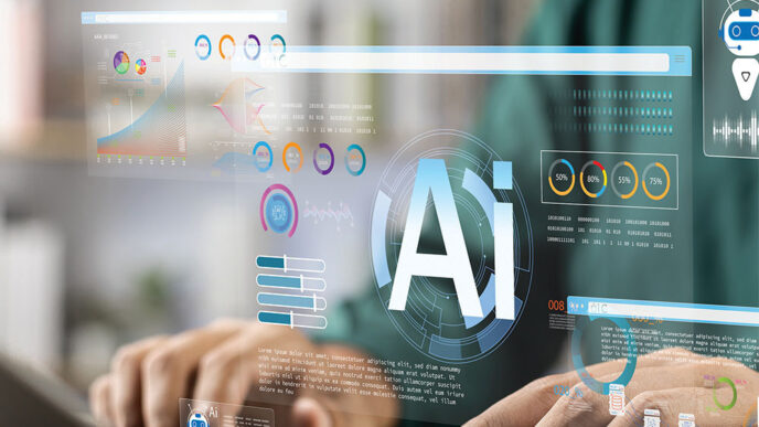 IA en sector inmobiliario. Persona usando laptop con visualizaciones de datos. Innovación en Inmobiliare Summits, LATAM.