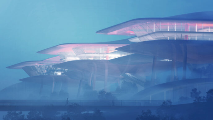 Venue/architecture
Edificio futurista en Inmobiliare Summits. Diseño arquitectónico vanguardista para eventos de real estate en México y LATAM.