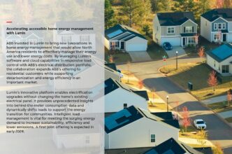 Vista aérea de casas con paneles solares, promoviendo la colaboración para eficiencia energética en edificios inteligentes y gestión del hogar con Lumin.