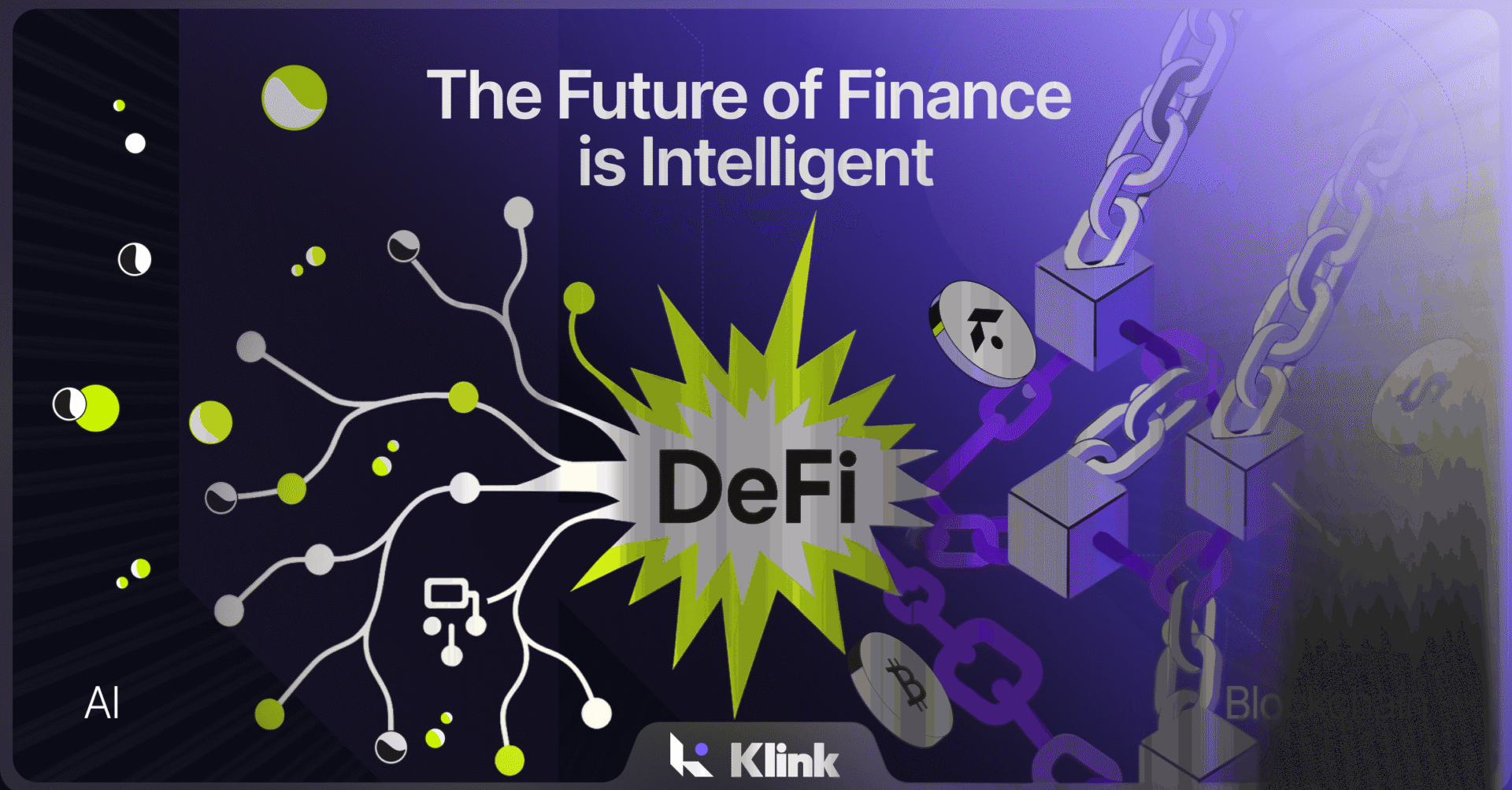 Infraestructura Preshent: IA y Blockchain revolucionando DeFi. Gráfico con IA, DeFi y Blockchain. El futuro de las finanzas inteligentes.