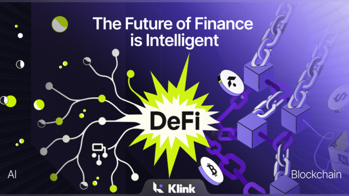 Infraestructura Preshent: IA y Blockchain revolucionando DeFi. Gráfico con IA, DeFi y Blockchain. El futuro de las finanzas inteligentes.