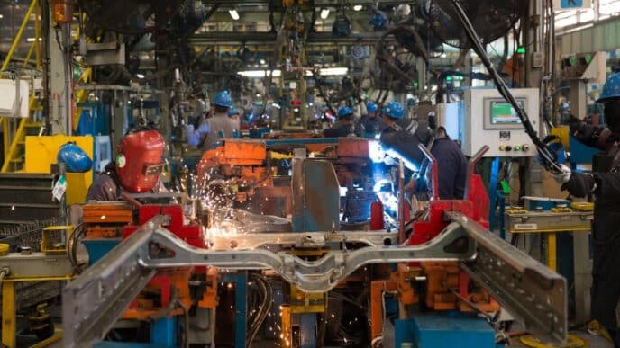 venue/architecture

Trabajadores soldando en la planta de Hyundai en Coahuila, México. Inversión millonaria en real estate impulsa la economía de la city.