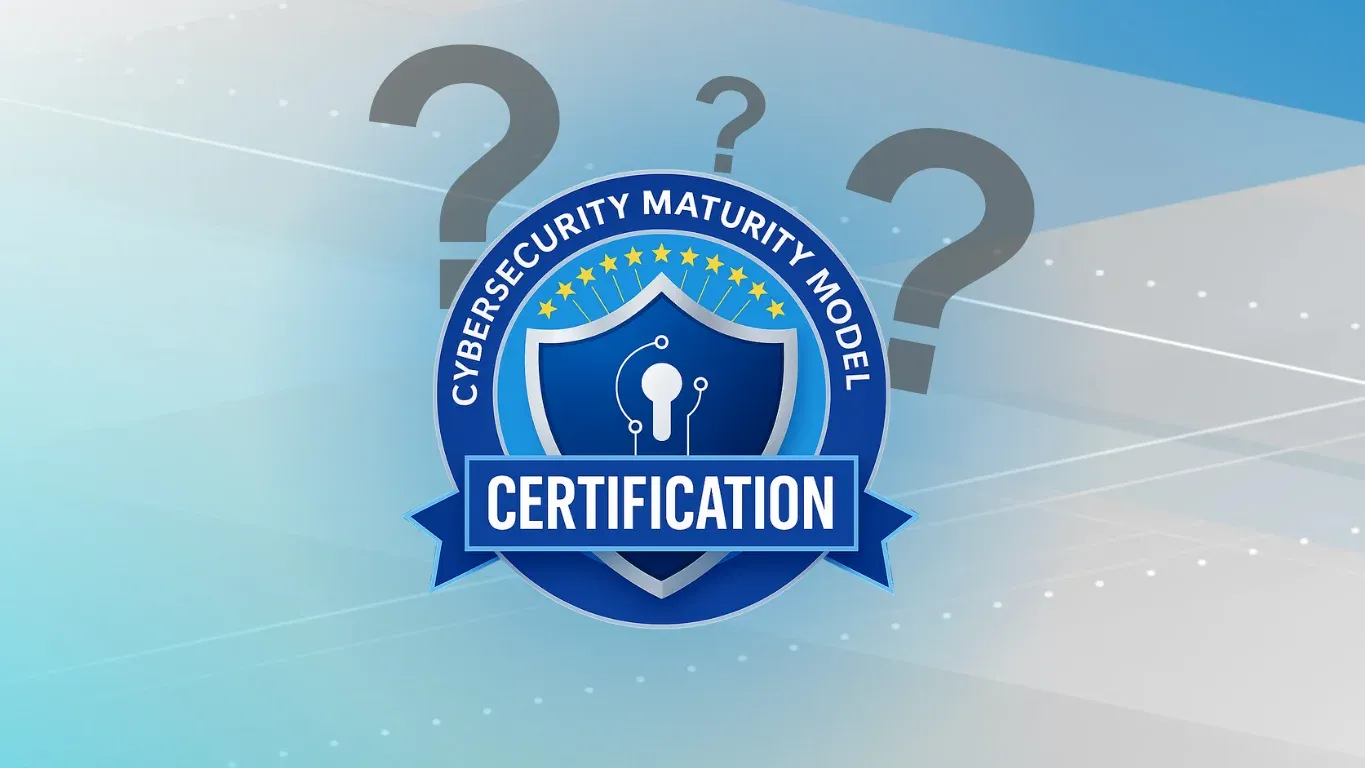 Certificación CMMC: Modelo de Madurez de Ciberseguridad con escudo y estrellas. Compliance CMMC clave para crecer sin riesgos ciberseguridad.