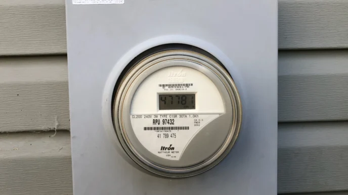 Medidor de energía RPU mostrando el consumo actual. Energía Renovable y Compromiso RPU para un futuro sostenible. Lectura: 47781 kWh.