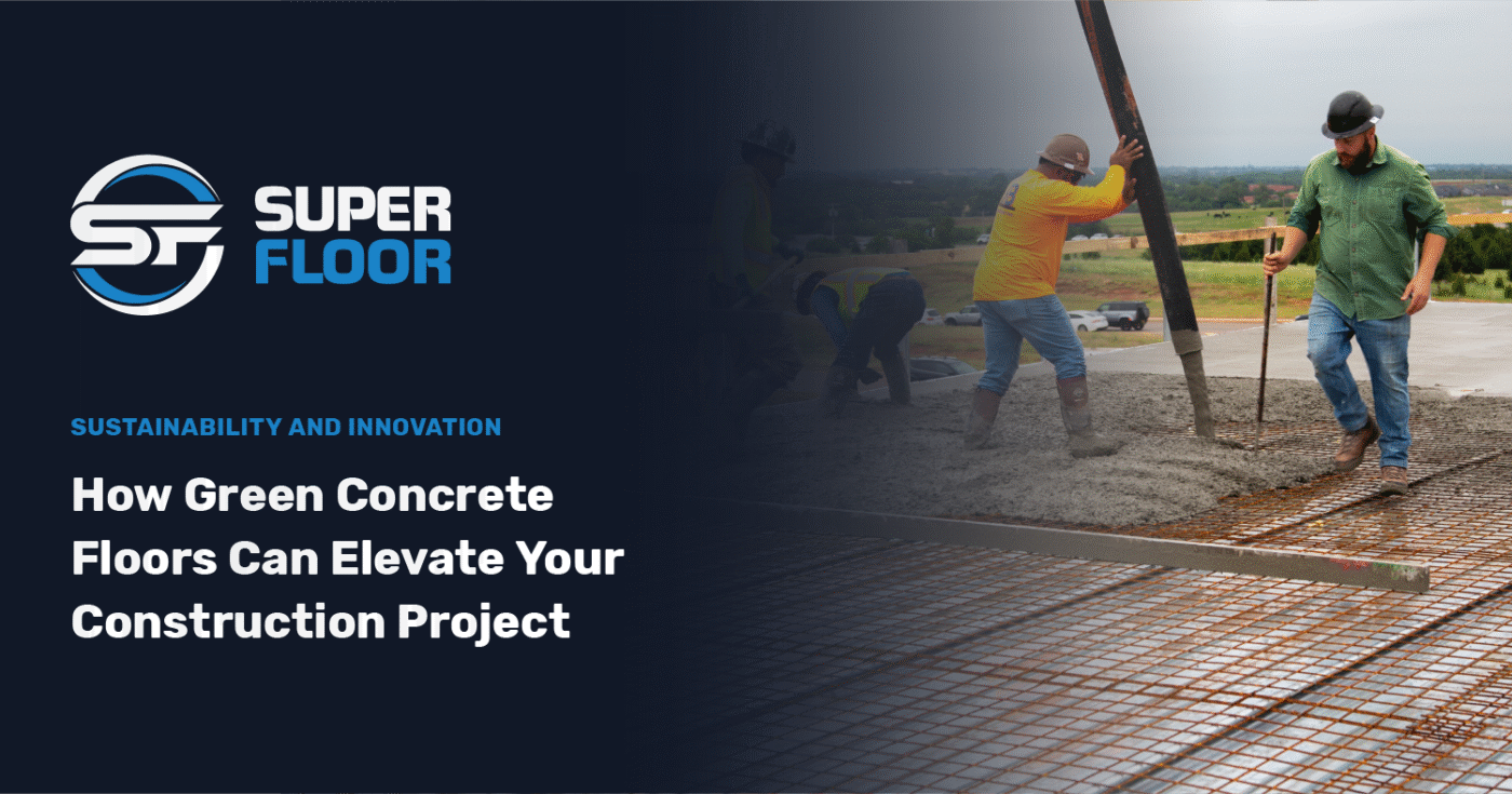 Construcción de suelo de concreto ecológico: operarios vertiendo y nivelando el concreto. Innovación y sostenibilidad en la construcción moderna.