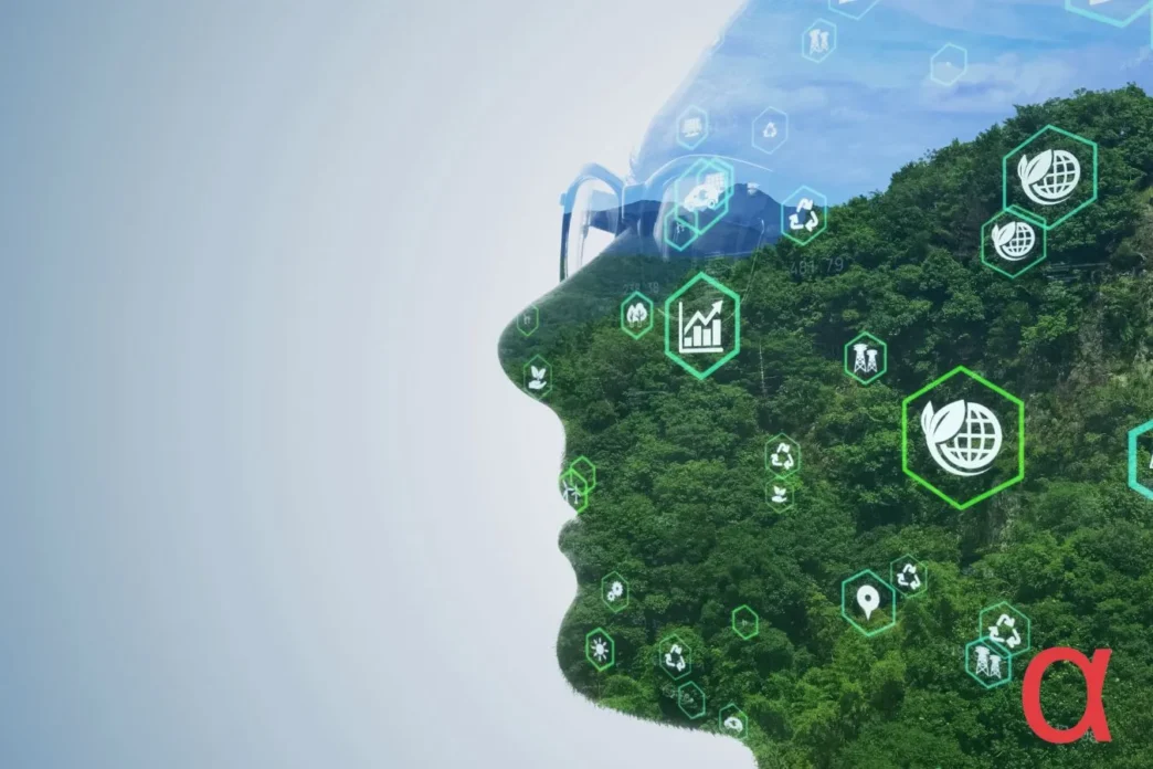 Conceptual image of sustainability in real estate, showcasing a profile filled with nature. Inmobiliare Summits.