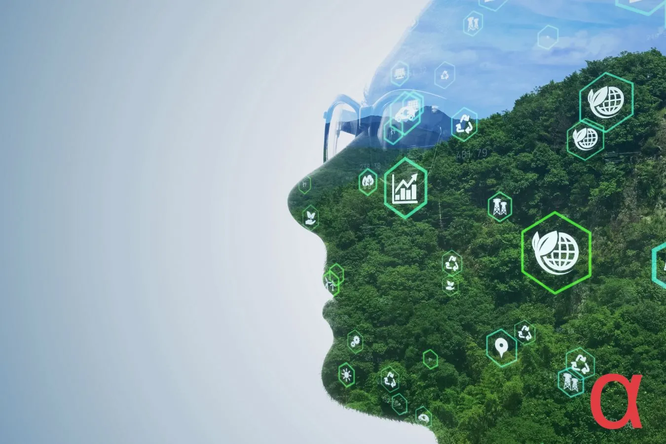 Conceptual image of sustainability in real estate, showcasing a profile filled with nature. Inmobiliare Summits.