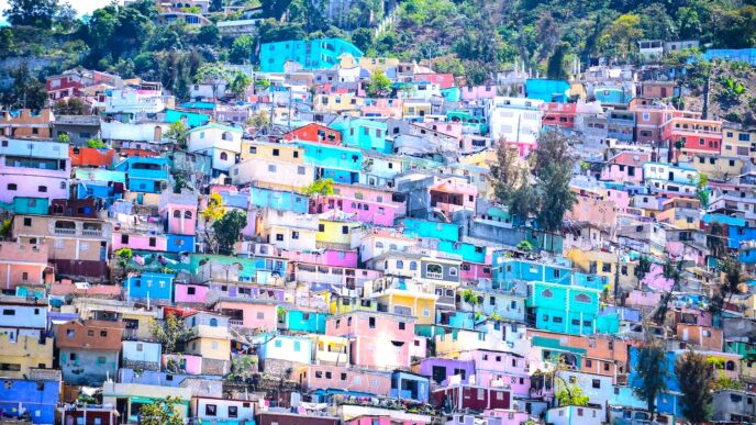 Ciudad de México, vista panorámica de coloridas casas en una colina. Inmobiliare Summits destaca el potencial de la ciudad en bienes raíces LATAM.