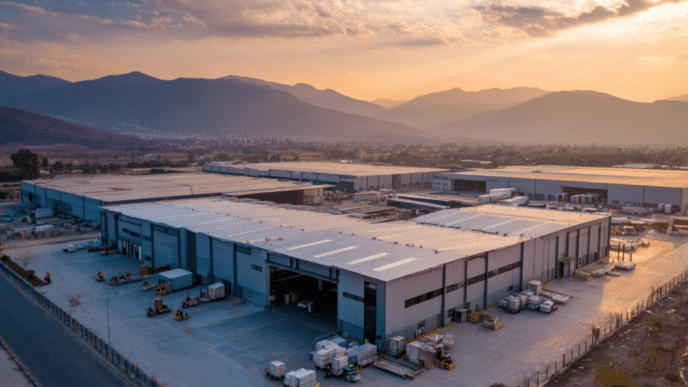 Venue/architecture.
Vista aérea de naves industriales en el Bajío, Guanajuato, México. Inmobiliare Summits destaca el auge de la construcción en el sector real estate.
