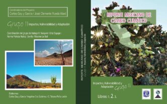 Sponsors/branding.

Portada del Reporte Mexicano de Cambio Climático en México. Diseño gráfico con cactus y mapa. Inmobiliare Summits.