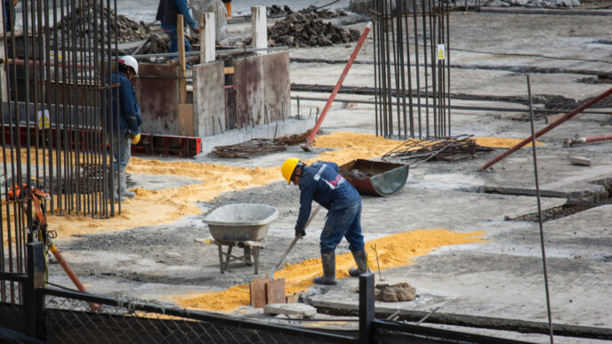 Venue/architecture.

Trabajadores en obra de construcción en México. El sector *real estate* impulsa la innovación sostenible en LATAM. #InmobiliareSummits #Cemex