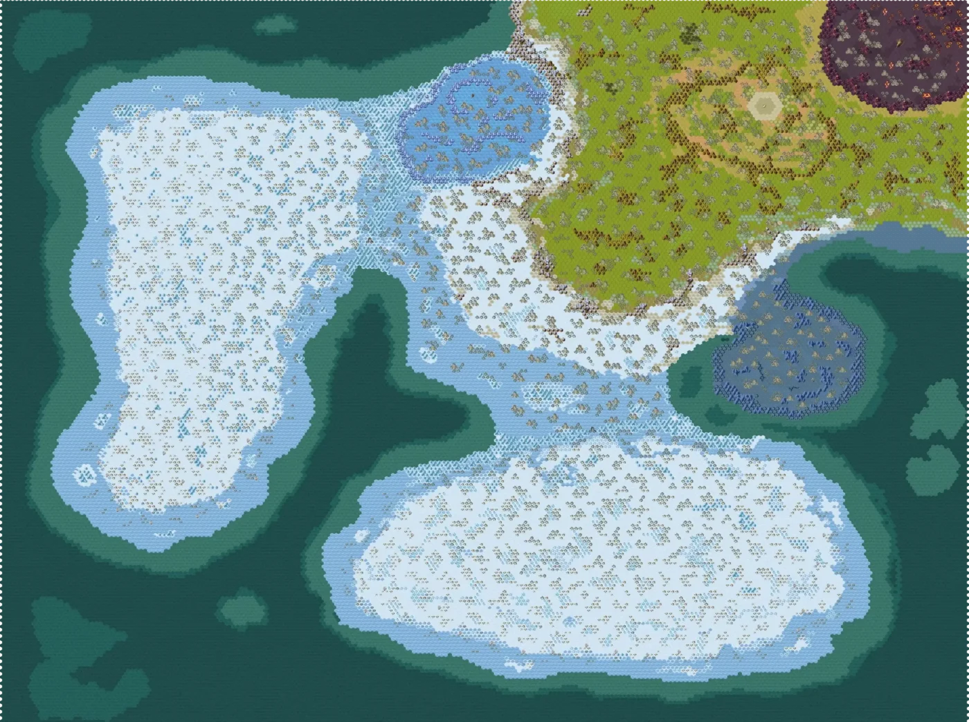 Mapa digital de terreno con agua, tierra y vegetación. Diseño para Inmobiliare Summits.