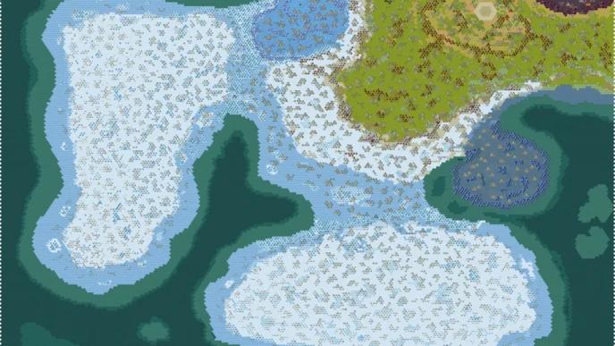 Mapa digital de terreno con agua, tierra y vegetación. Diseño para Inmobiliare Summits.