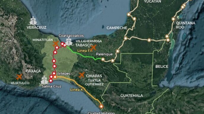 venue/architecture
Mapa del Corredor Interoceánico en Inmobiliare Summits, México. Plan de inversión en real estate LATAM para el Istmo de Tehuantepec.