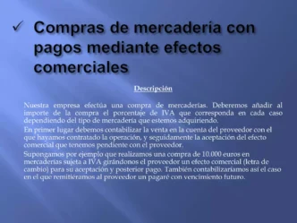 Presentación Inmobiliare Summits México: Compras con pagos comerciales. Descripción de la operación contable. Real Estate LATAM.