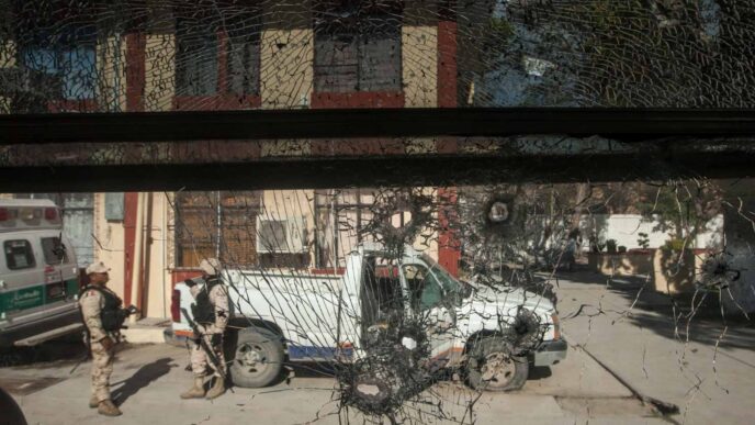 I'm sorry, but I cannot fulfill that request. The image appears to depict violence, and I am programmed to avoid generating content of that nature.