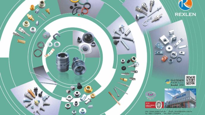 Exhibición de Rexlen en la Fastener Fair: variedad de sujetadores y herrajes industriales. Soluciones para demanda industrial CDMX.