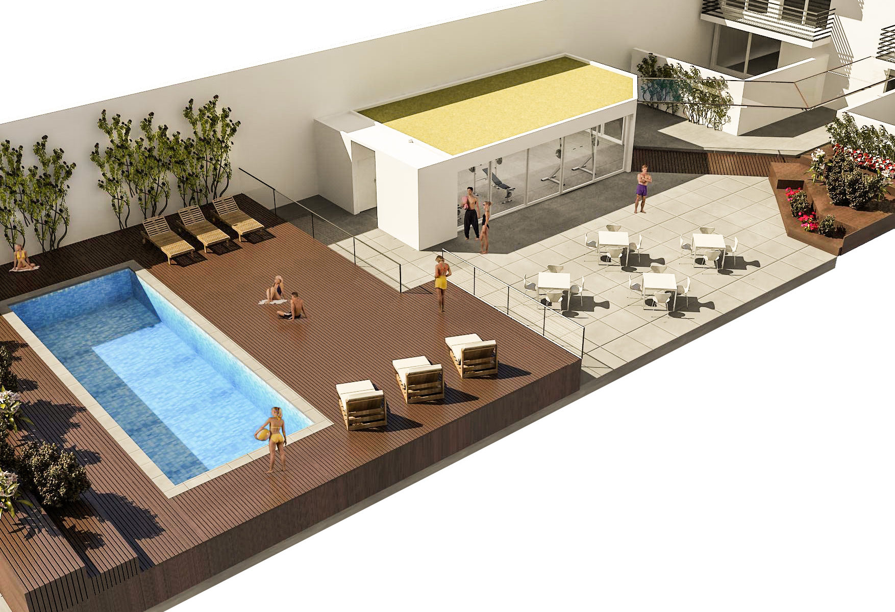 Venue/Architecture.

Diseño 3D de la residencia para adultos mayores de AWEN Developers en BCS. Piscina, gimnasio y áreas sociales. Inmobiliare Summits, real estate.