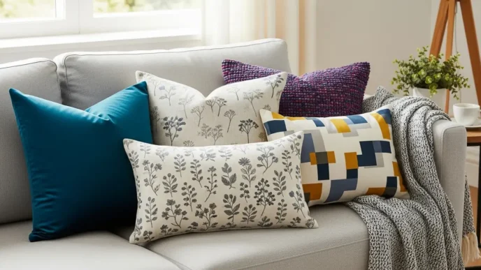 Here's my response:

venue/architecture

Diseño interior moderno con cojines decorativos en sofá. Estilo y confort en bienes raíces. #InmobiliareSummits #realestate #Mexico