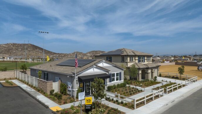 venue/architecture
Casas nuevas de KB Home con paneles solares en California. Inversión inmobiliaria en Estados Unidos. Arquitectura residencial para el mercado LATAM.