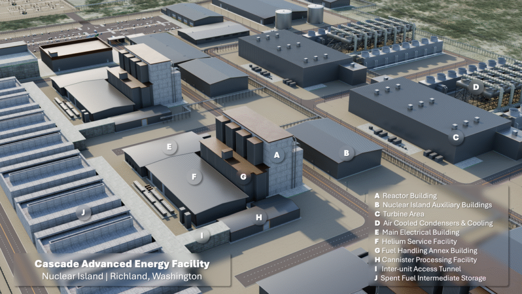 venue/architecture

Vista aérea de la planta de energía Cascade Advanced Energy en Richland, Washington. Edificios industriales con Reactor Building.