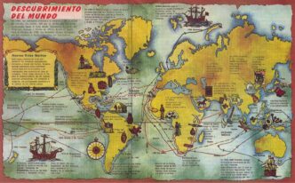 Venue/Architecture.

Mapa antiguo Descubrimiento del Mundo muestra rutas marítimas de exploradores. Inmobiliare Summits destaca la historia del real estate y LATAM. #conference