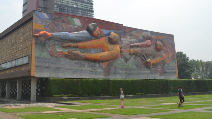 venue/architecture
Mural en la Facultad de Arquitectura UNAM, Ciudad de México. Diseño icónico para eventos Inmobiliare Summits. Espacio clave para real estate LATAM.