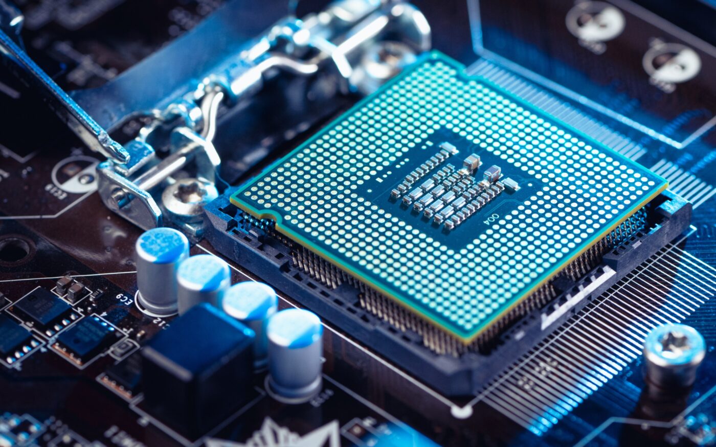 The image is not related to the context provided.

A close-up of a computer processor on a circuit board.